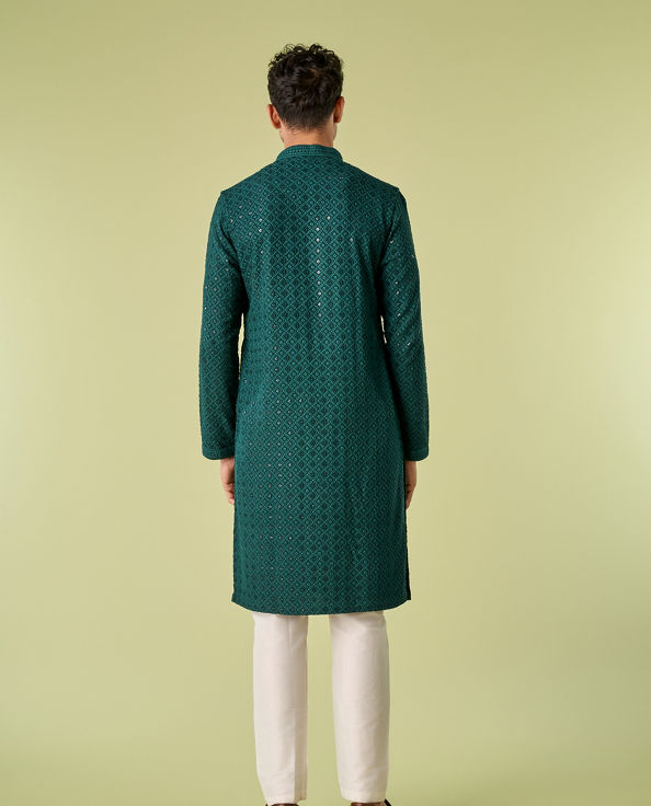 Diwas Men Dark Green Kurta Pajama
