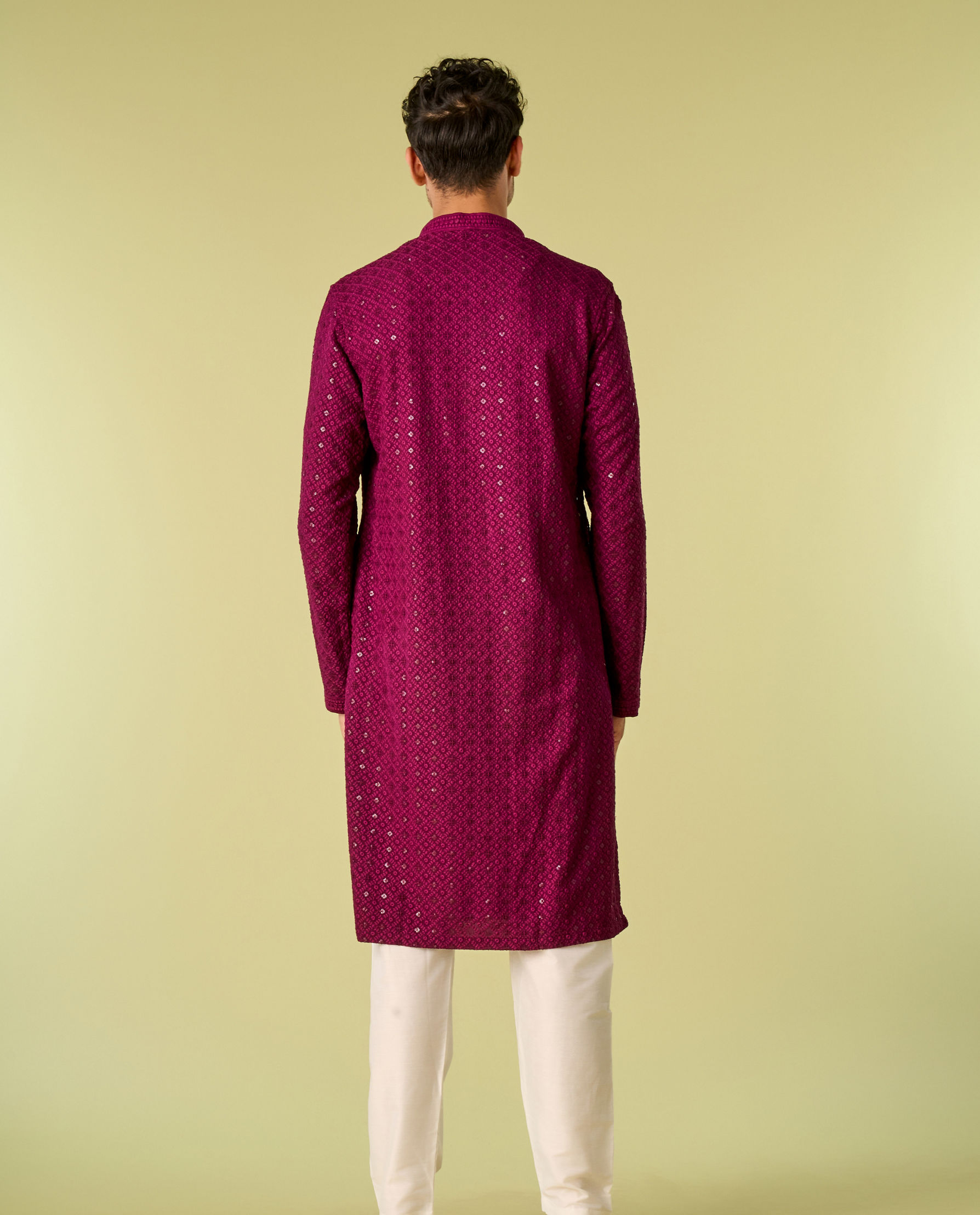 Diwas Men Wine Hued Viscose Kurta Pajama