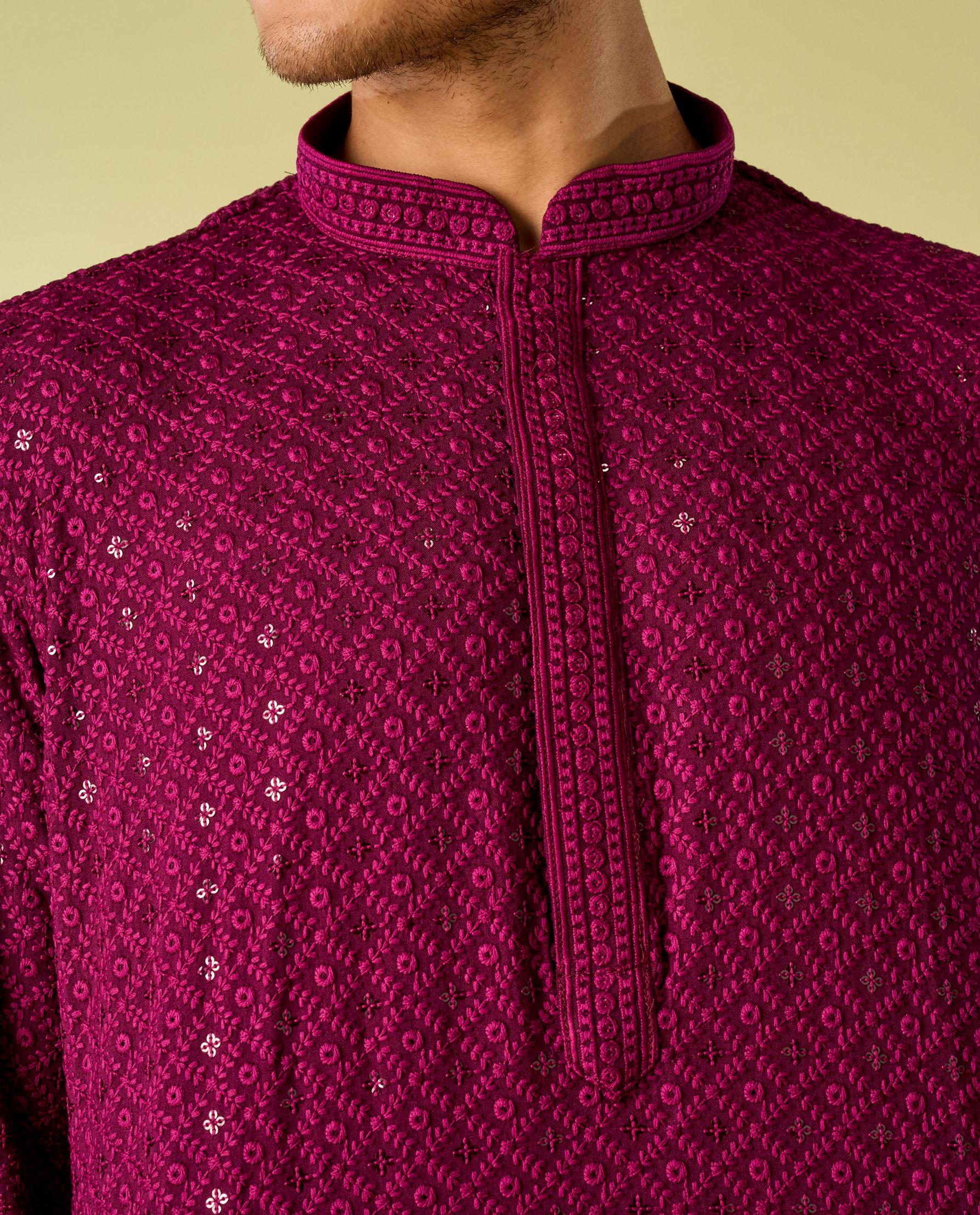 Diwas Men Wine Hued Viscose Kurta Pajama