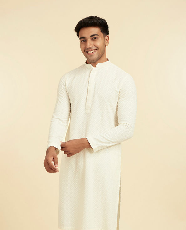 Diwas Men Cream Colored Elegance Kurta Pajama