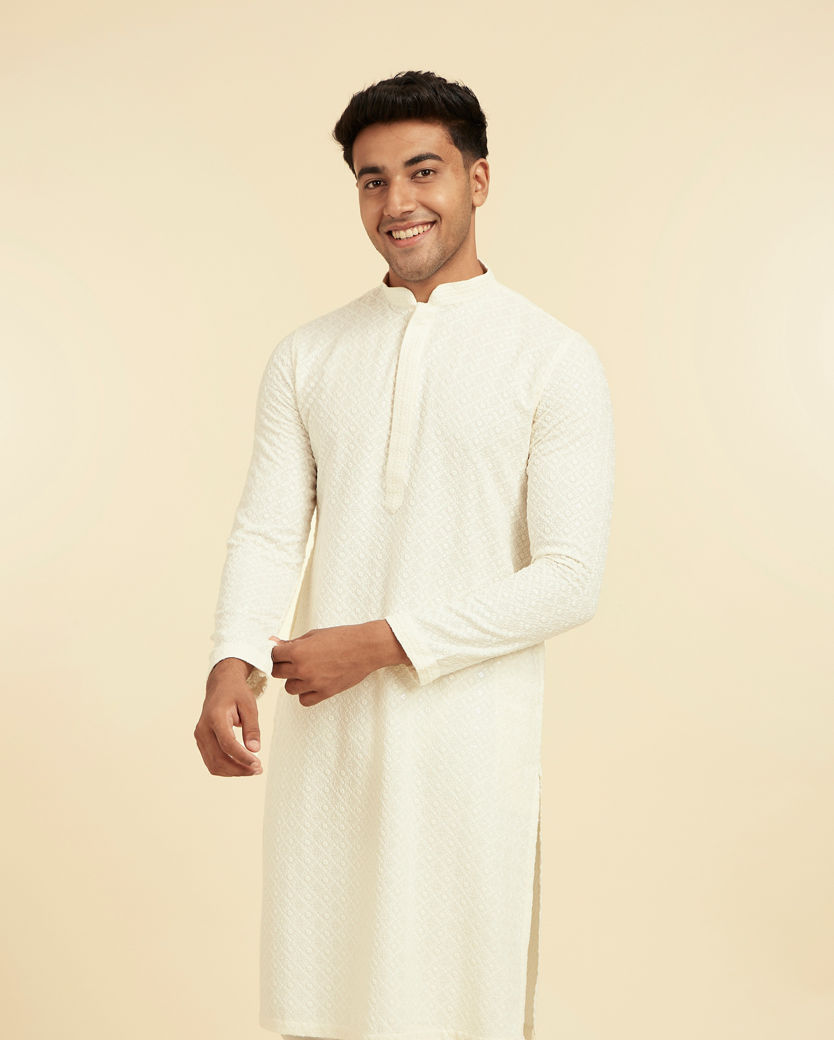 Diwas Men Cream Colored Elegance Kurta Pajama