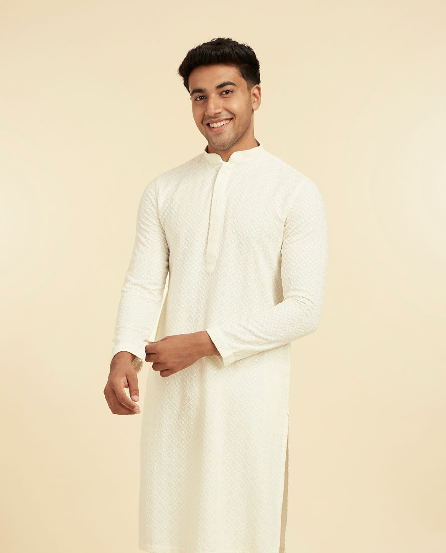 Diwas Men Cream Colored Elegance Kurta Pajama