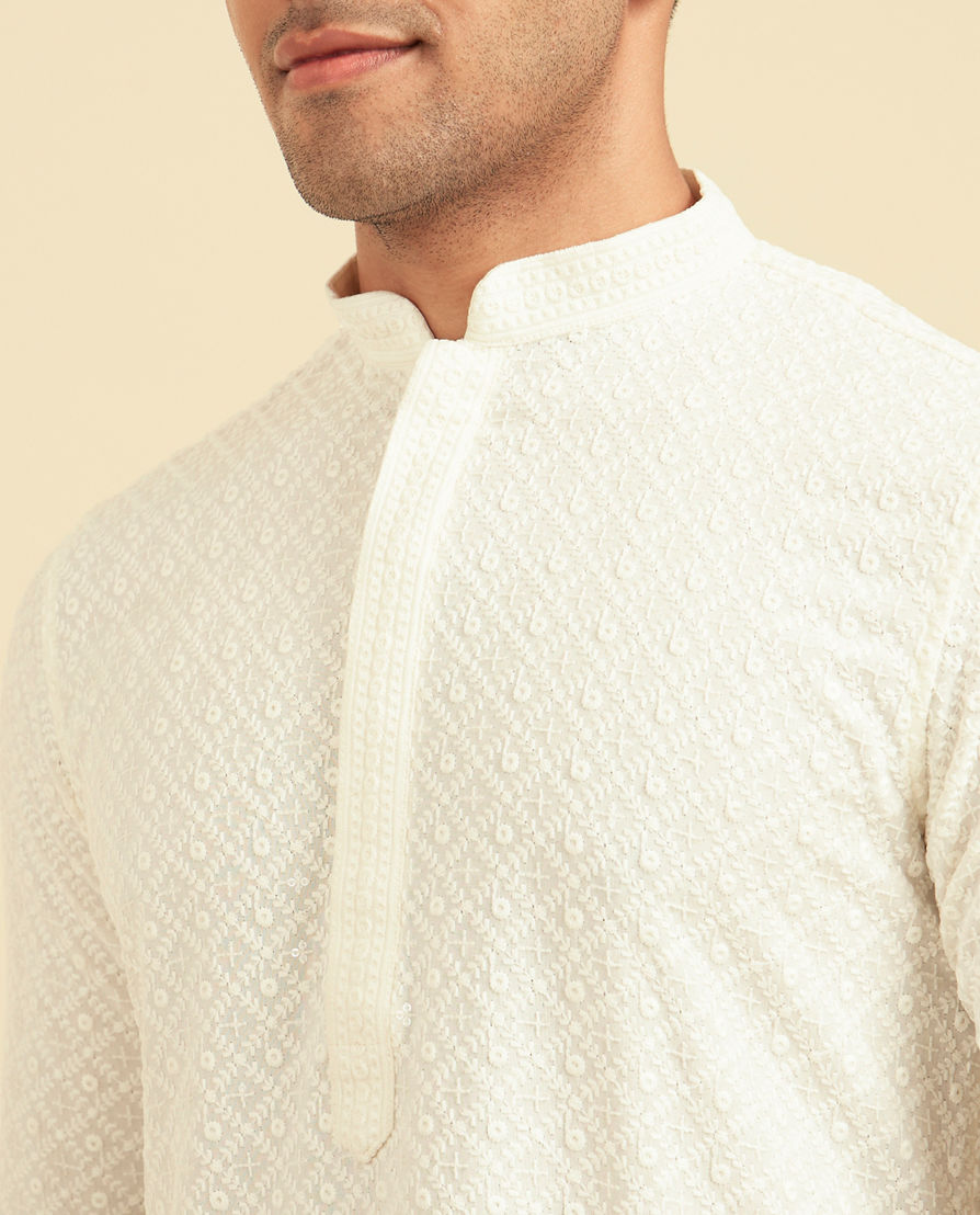 Diwas Men Cream Colored Elegance Kurta Pajama