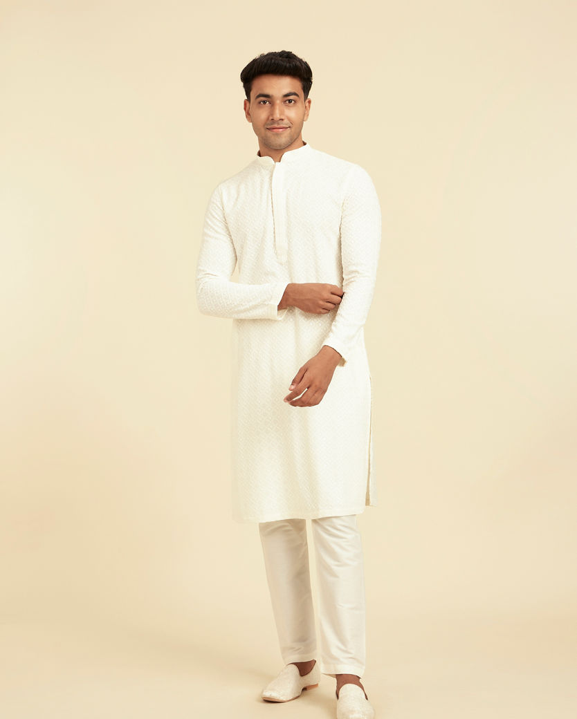 Diwas Men Cream Colored Elegance Kurta Pajama