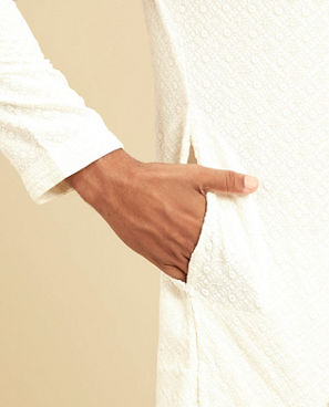 Diwas Men Cream Colored Elegance Kurta Pajama