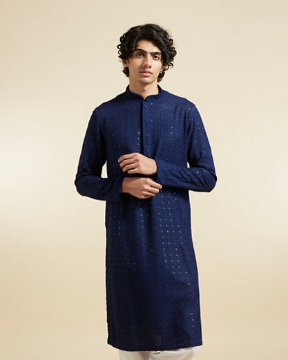 Diwas Men Dark Blue Elegance Kurta Pajama