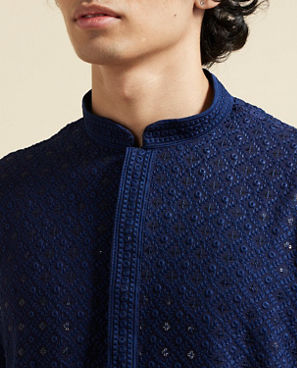 Diwas Men Dark Blue Elegance Kurta Pajama