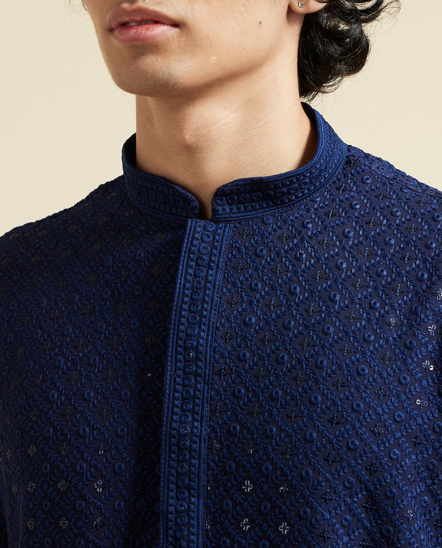 Diwas Men Dark Blue Elegance Kurta Pajama
