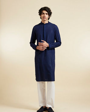 Diwas Men Dark Blue Elegance Kurta Pajama
