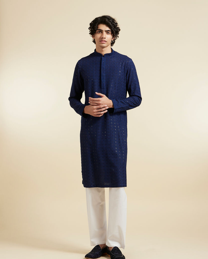 Diwas Men Dark Blue Elegance Kurta Pajama
