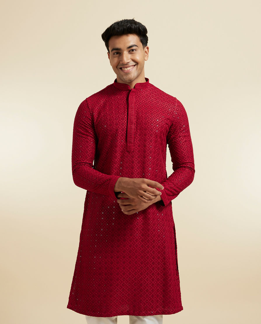 Diwas Men Maroon Elegance Kurta Pajama