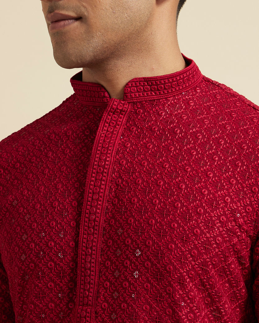 Diwas Men Maroon Elegance Kurta Pajama