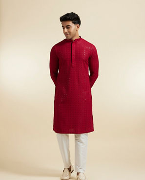 Diwas Men Maroon Elegance Kurta Pajama