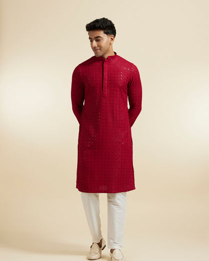 Diwas Men Maroon Elegance Kurta Pajama