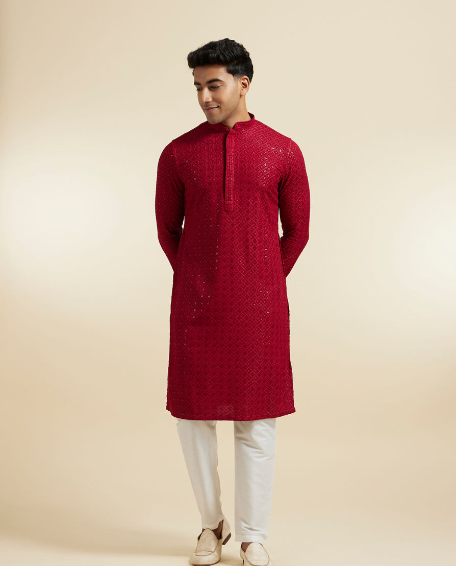 Diwas Men Maroon Elegance Kurta Pajama