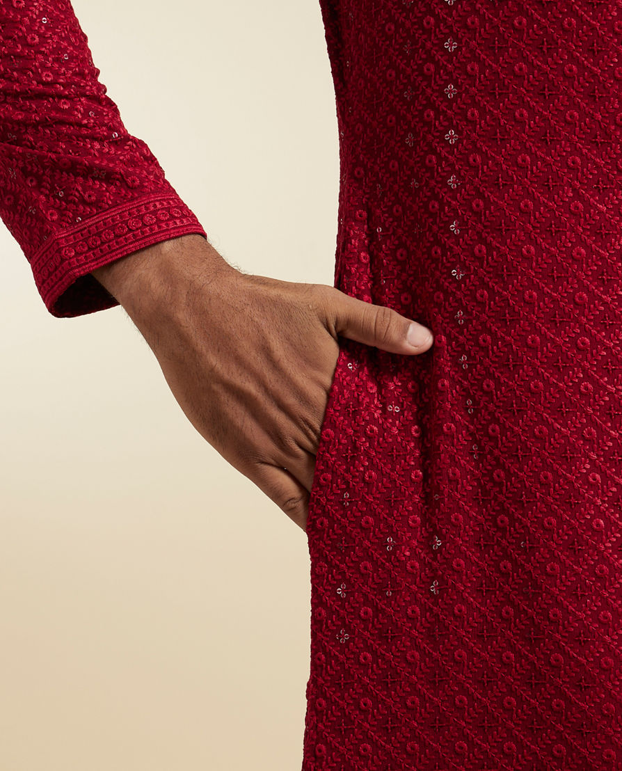 Diwas Men Maroon Elegance Kurta Pajama