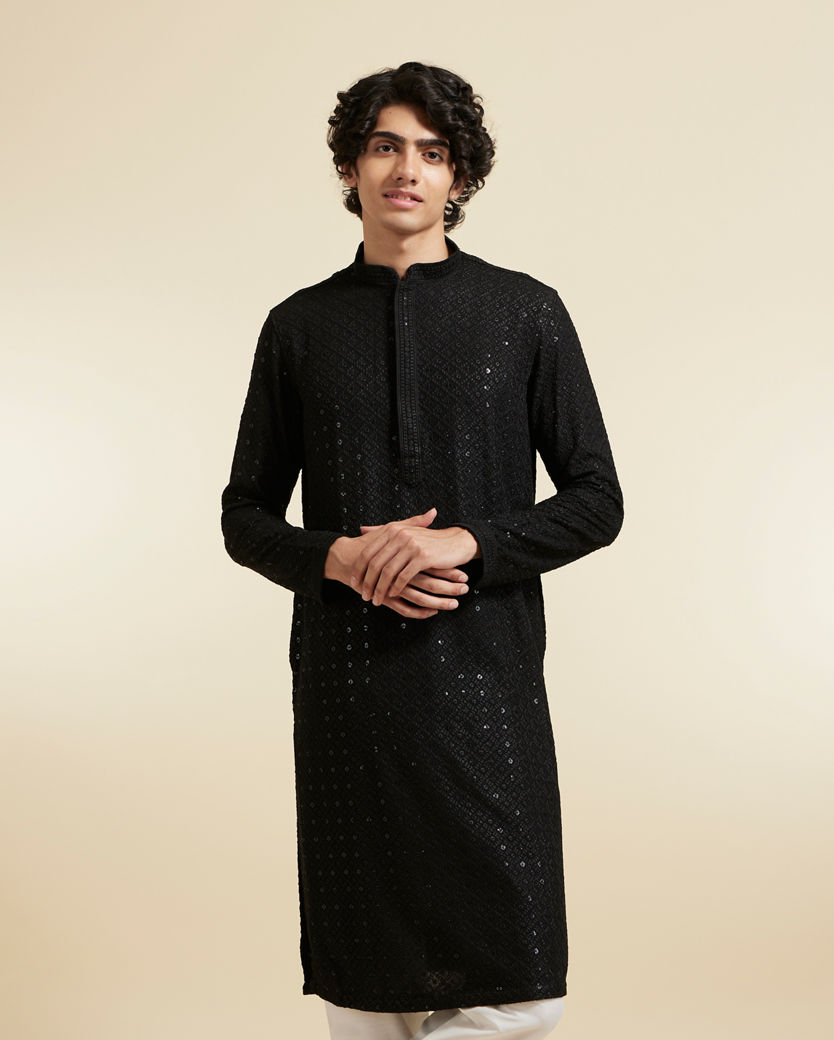 Diwas Men Black Elegance Kurta Pajama