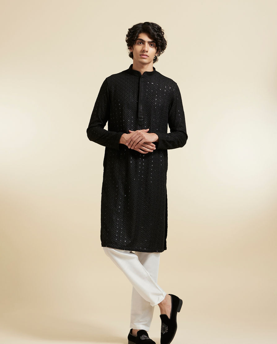 Diwas Men Black Elegance Kurta Pajama