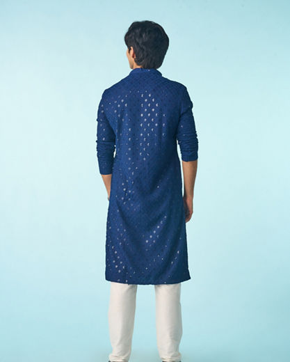 Diwas Men Dark Blue Royal Opulence Kurta Pajama