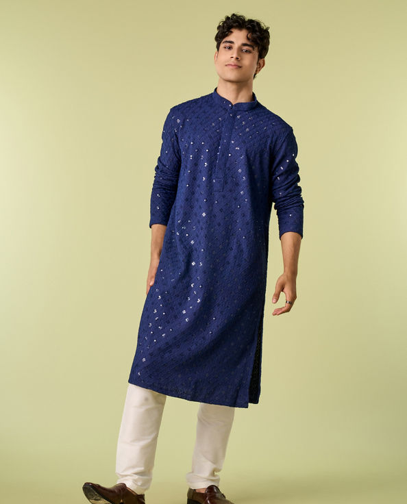Diwas Men Dark Blue Royal Opulence Kurta Pajama