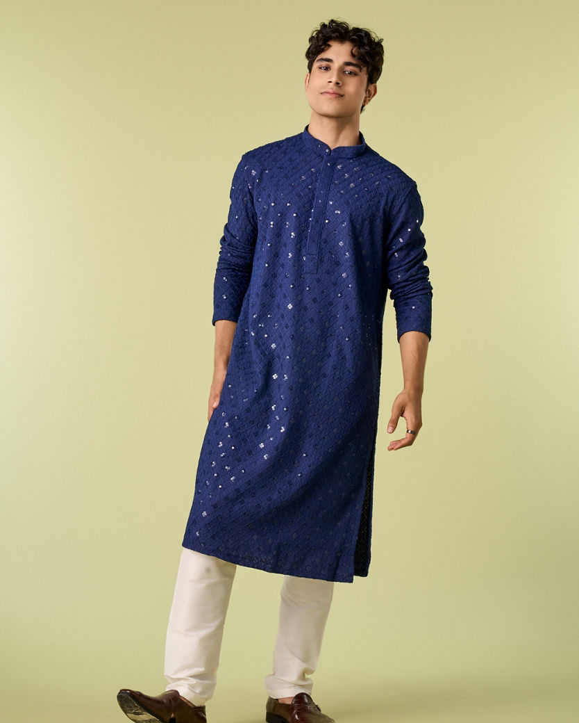 Diwas Men Dark Blue Royal Opulence Kurta Pajama