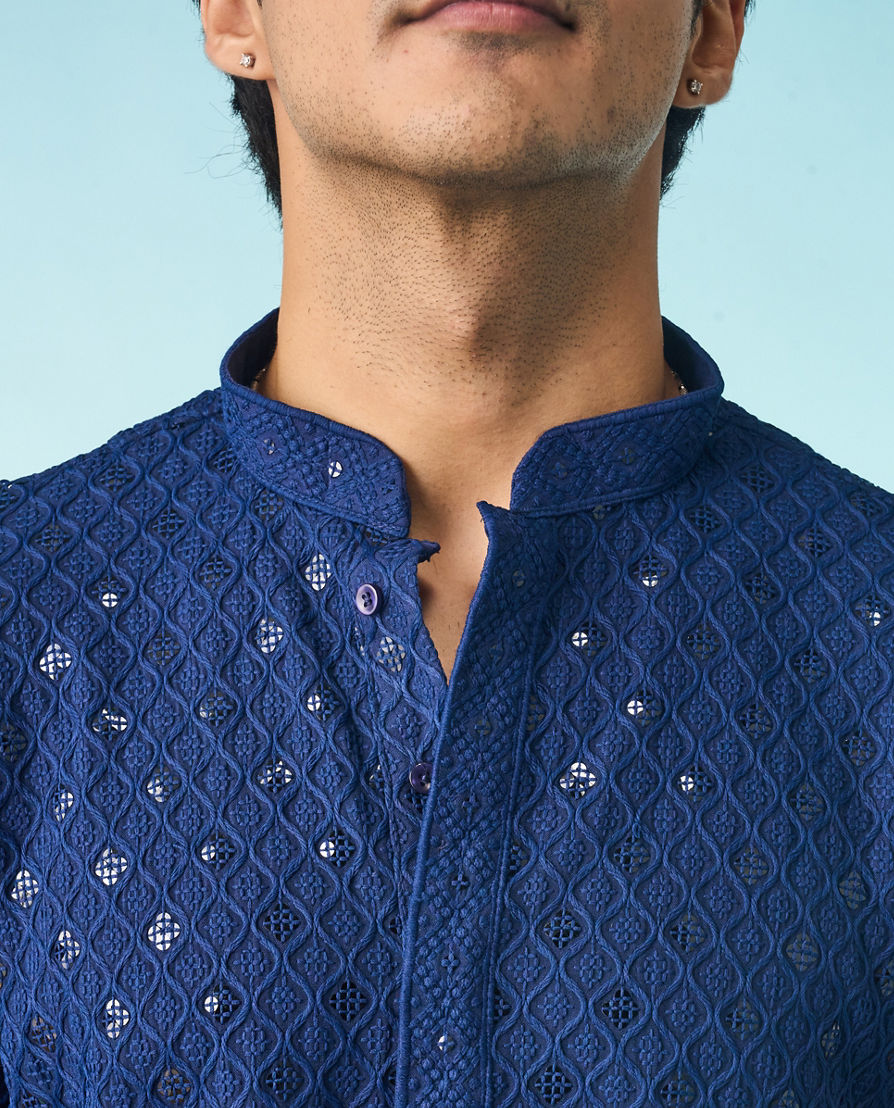 Diwas Men Dark Blue Royal Opulence Kurta Pajama