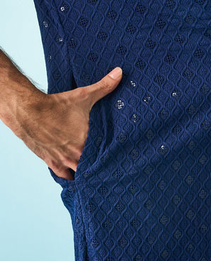 Diwas Men Dark Blue Royal Opulence Kurta Pajama