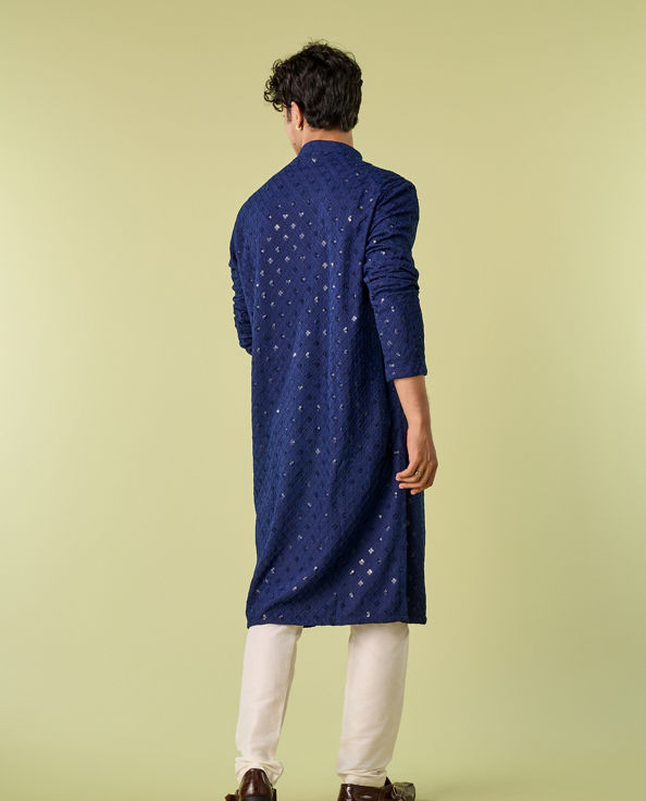 Diwas Men Dark Blue Royal Opulence Kurta Pajama