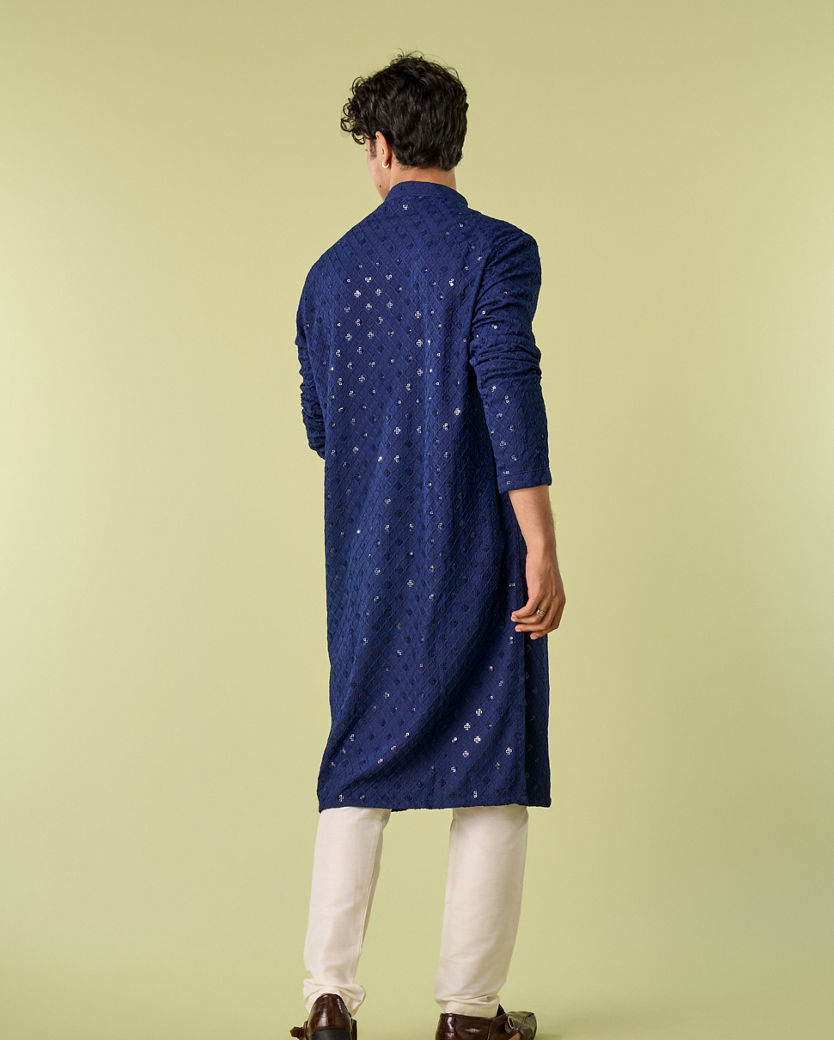 Diwas Men Dark Blue Royal Opulence Kurta Pajama