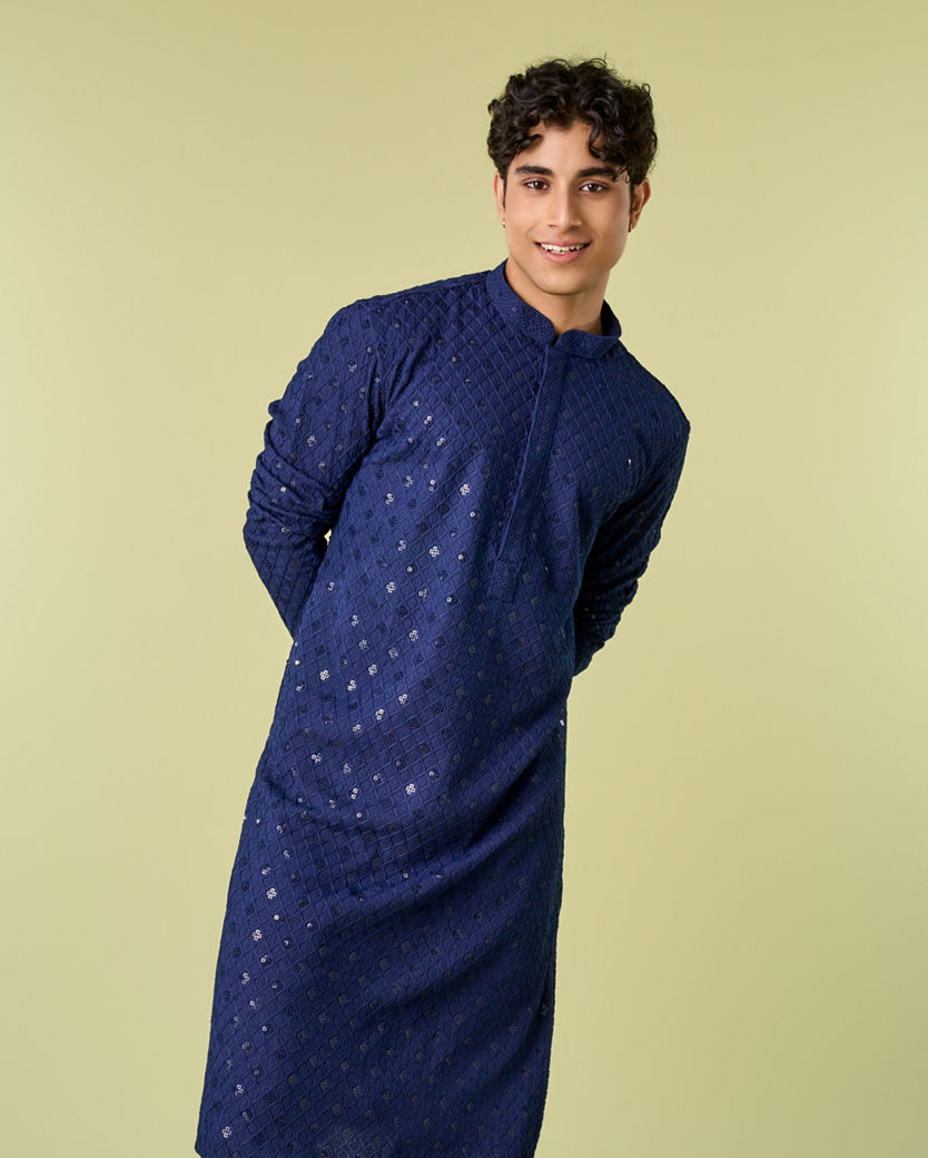 Diwas Men Dark Blue Royal Opulence Kurta Pajama