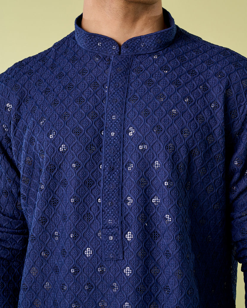 Diwas Men Dark Blue Royal Opulence Kurta Pajama