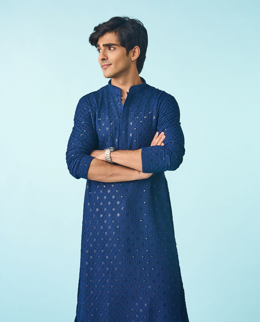 Diwas Men Dark Blue Royal Opulence Kurta Pajama