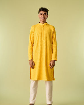 Diwas Men Mellow Yellow Traditional Kurta Pajama