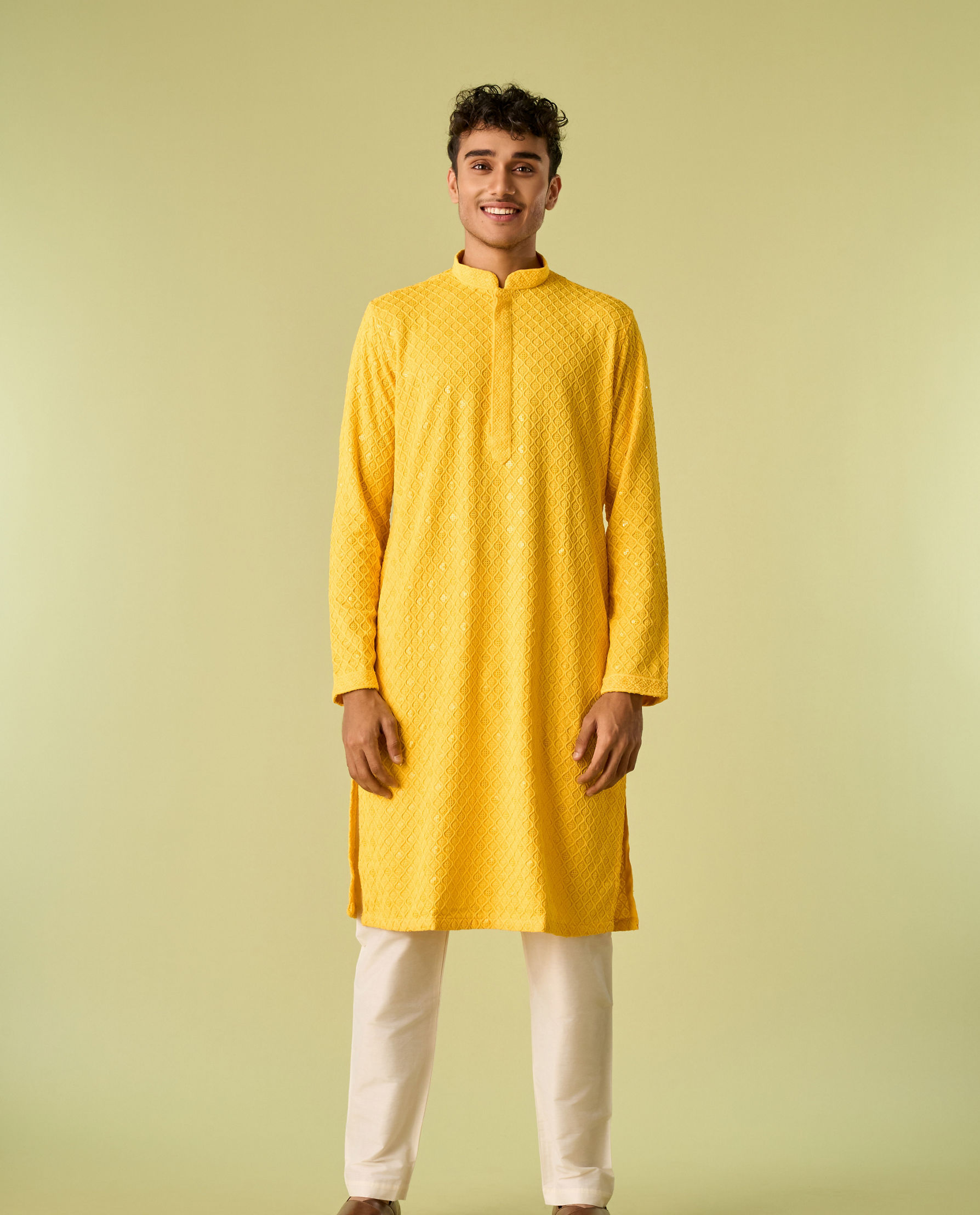 Diwas Men Mellow Yellow Traditional Kurta Pajama