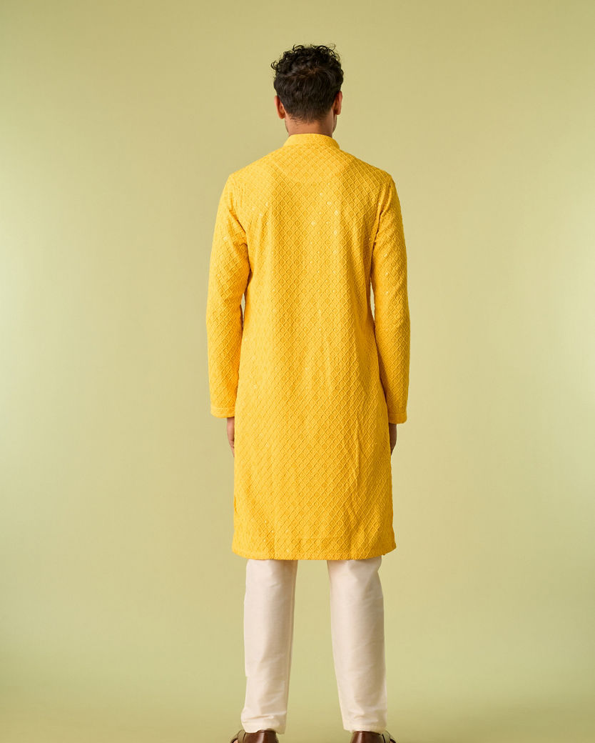 Diwas Men Mellow Yellow Traditional Kurta Pajama