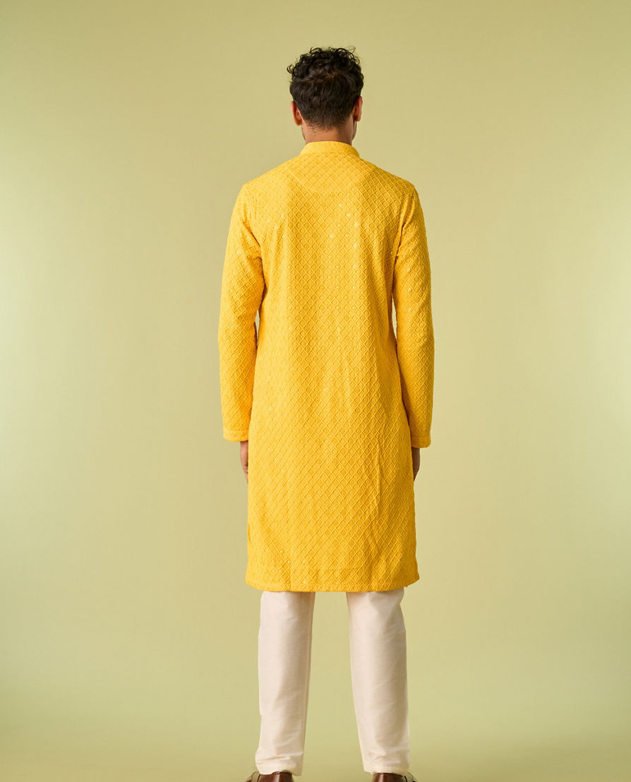 Diwas Men Mellow Yellow Traditional Kurta Pajama