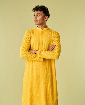 Diwas Men Mellow Yellow Traditional Kurta Pajama
