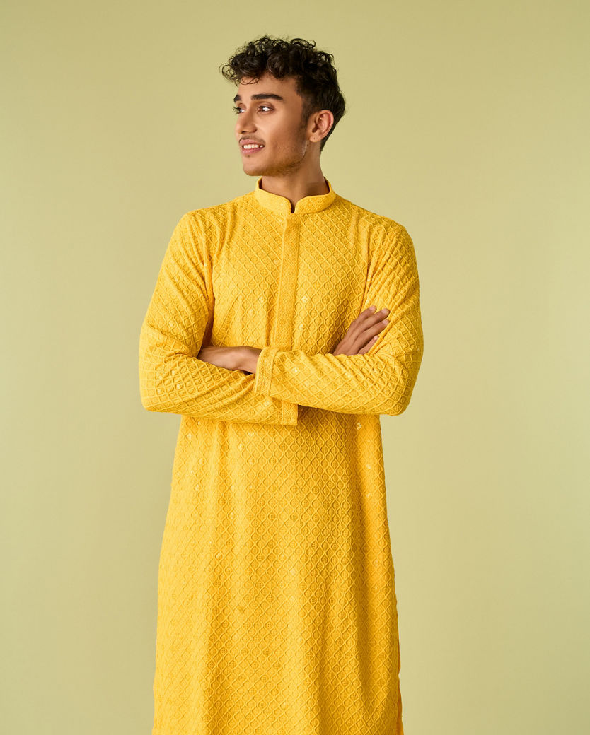 Diwas Men Mellow Yellow Traditional Kurta Pajama
