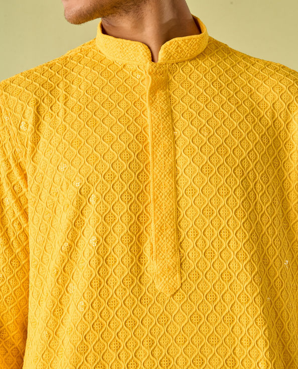 Diwas Men Mellow Yellow Traditional Kurta Pajama