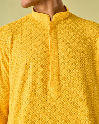 Diwas Men Mellow Yellow Traditional Kurta Pajama