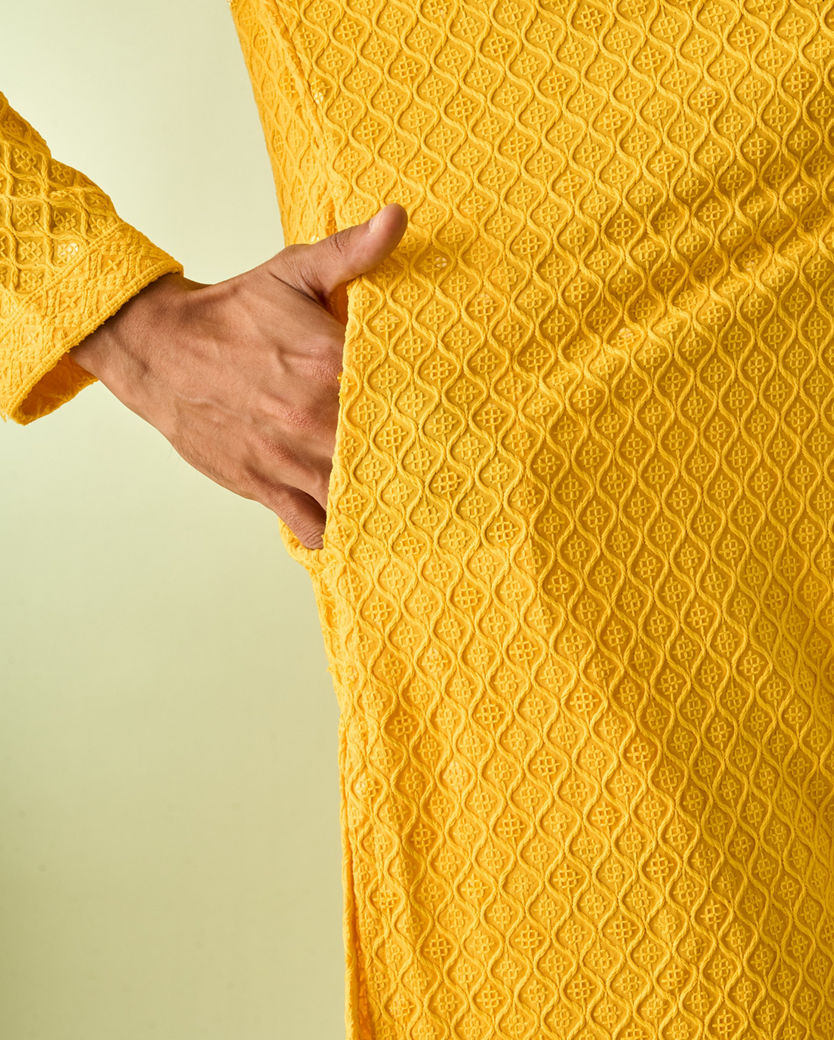 Diwas Men Mellow Yellow Traditional Kurta Pajama