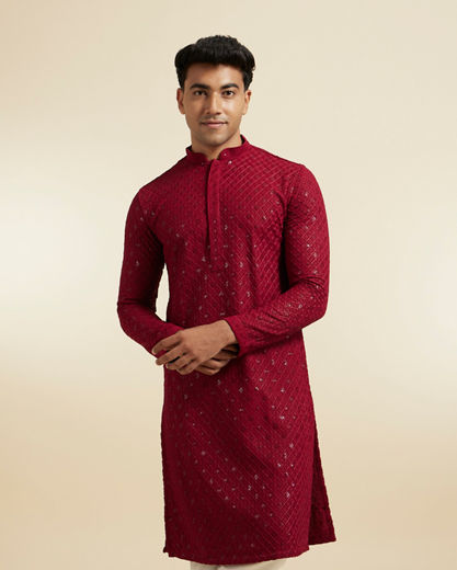 Diwas Men Maroon Majestic Kurta Pajama