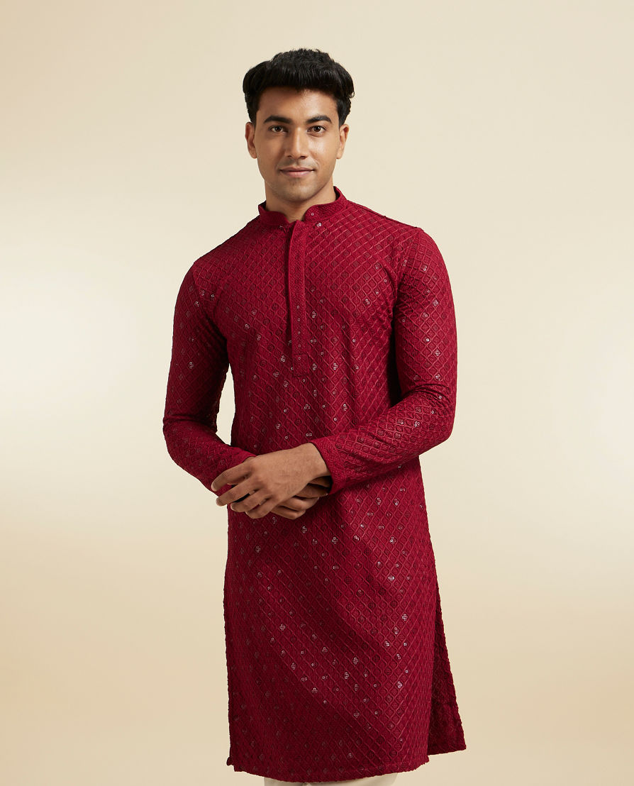 Diwas Men Maroon Majestic Kurta Pajama