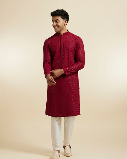 Diwas Men Maroon Majestic Kurta Pajama