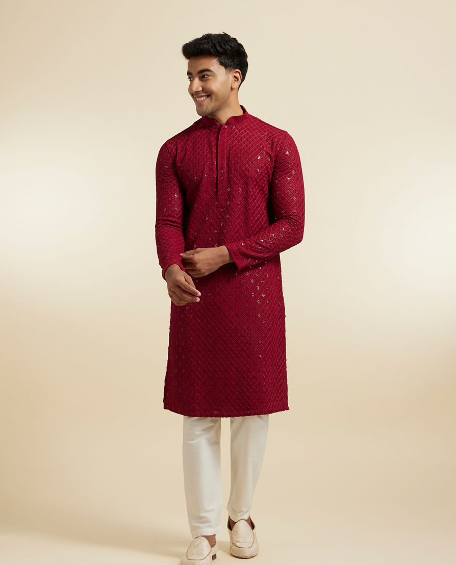 Diwas Men Maroon Majestic Kurta Pajama