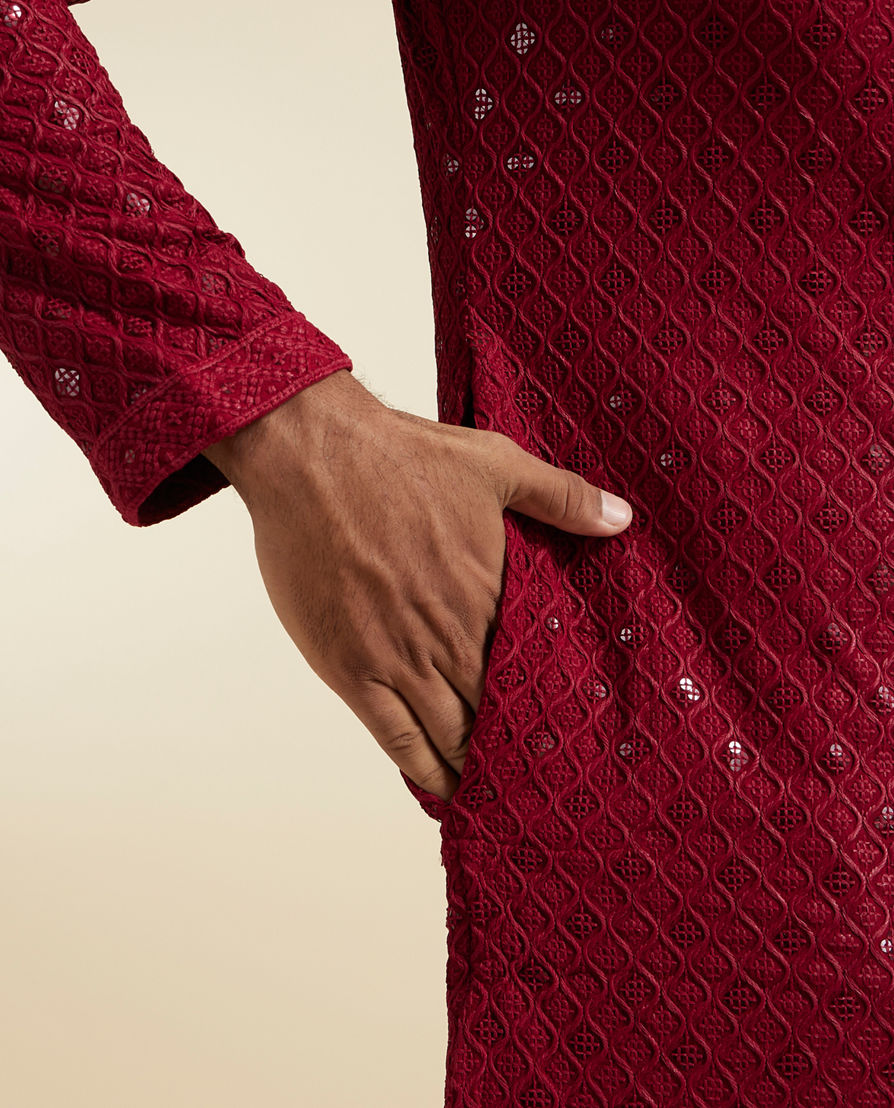 Diwas Men Maroon Majestic Kurta Pajama
