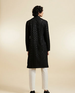 Diwas Men Viscose Black Kurta Pajama