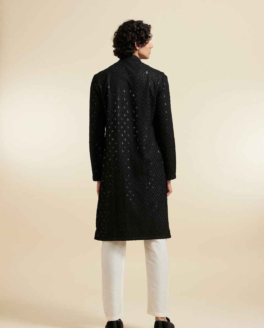 Diwas Men Viscose Black Kurta Pajama
