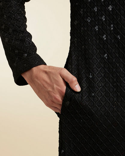 Diwas Men Viscose Black Kurta Pajama