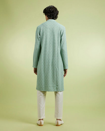 Diwas Men Elegant Mid Green Kurta Pajama